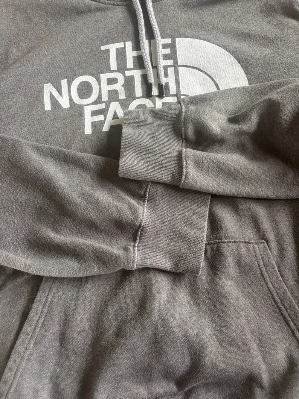 The North Face Gray Pullover Hoodie with White Logo